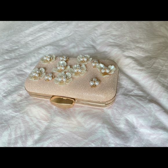 Women Clutch Evening Bag Party Flower Glitter - Picture 8 of 9